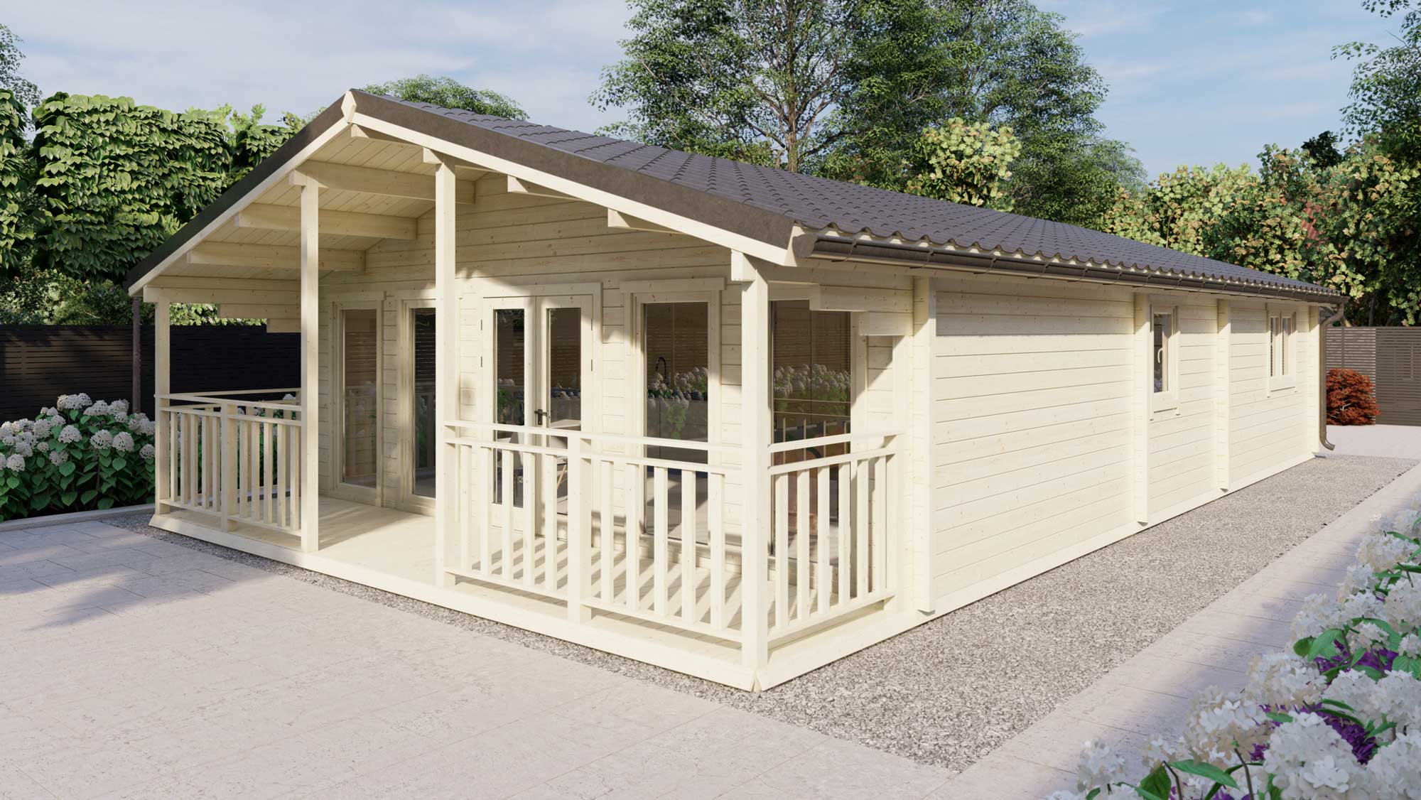 BUDGET THREE BED TYPE B LOG CABIN 11m X 7m | Loghouse.ie