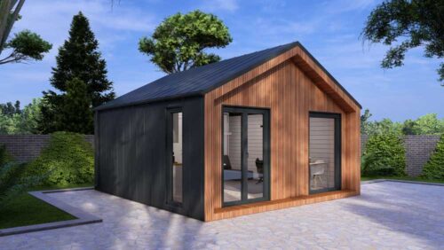 Hybrid Studio Log Cabin 5.2m X 5.5m - front-1_Loghouse Log Cabins