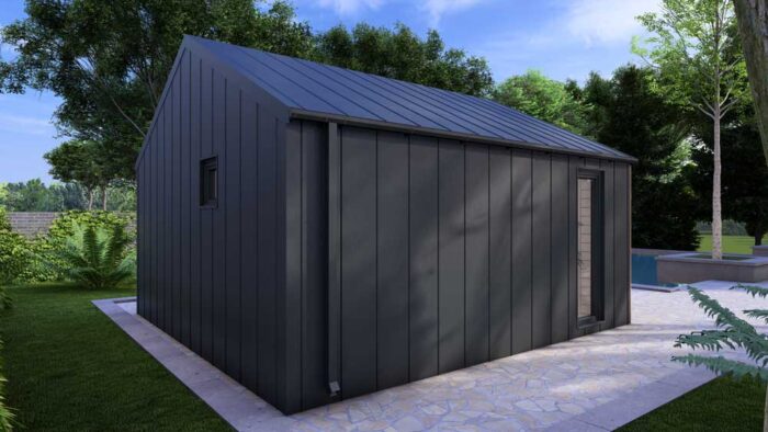 Hybrid Studio Log Cabin 5.2m X 5.5m-rear