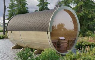 Loghouse-TWO-ROOM-BARREL-SAUNA-CABIN-for-sale